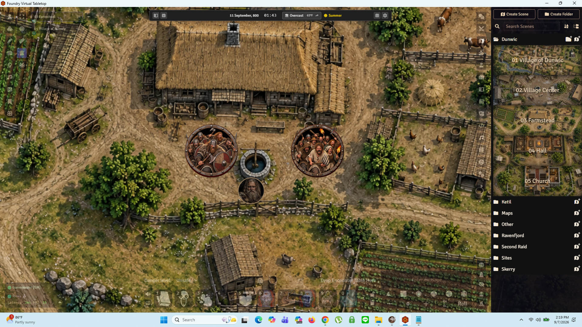 Thorvald and the Seasoned Raiders stopping villagers from reaching Dunwic's church bell