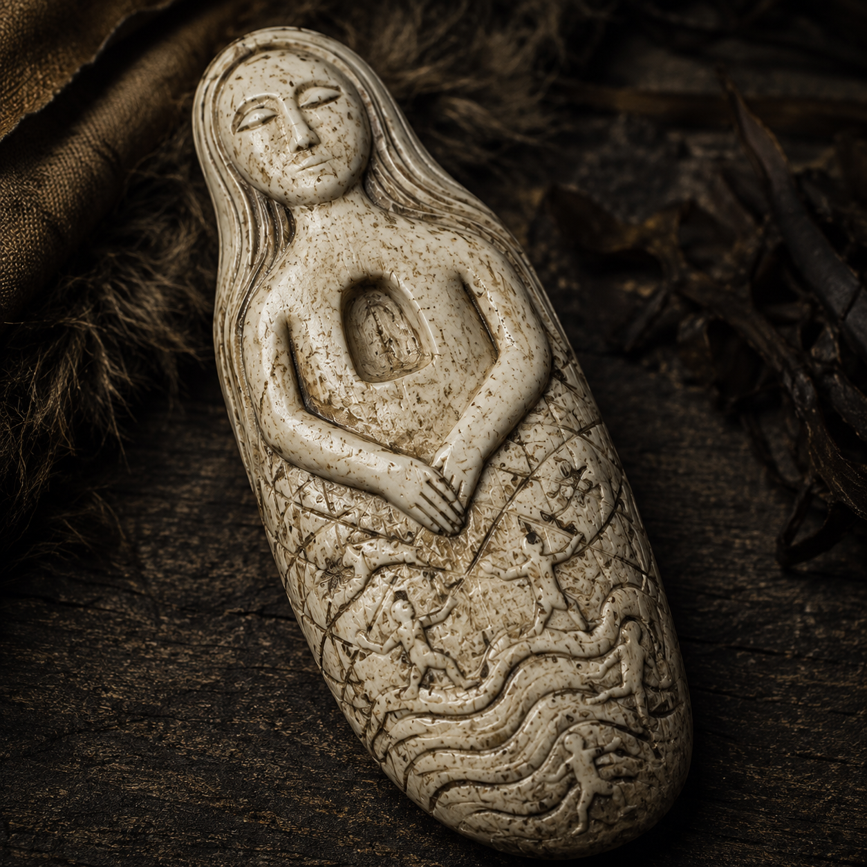 The carved whalebone woman